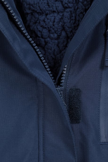 'Noah' Kids Borg Lined Jacket Ripstop Fabric Waterproof Comfy Coat Navy - Image 5