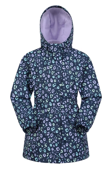 'Dale' Kids Printed Jacket with Taped Seams Multiple Pockets Waterproof Everyday Coat Purple - Image 1