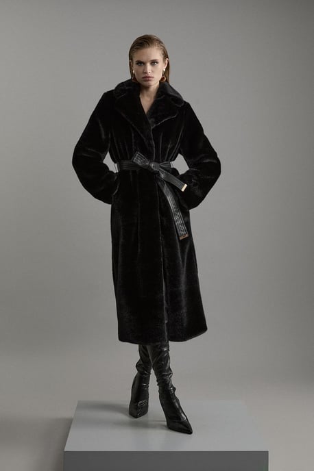 Faux Fur Longline Coat - Image 1