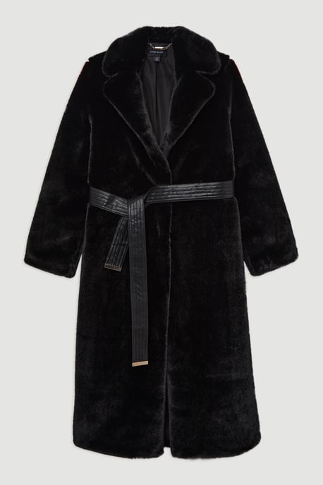 Faux Fur Longline Coat - Image 4
