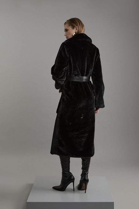Faux Fur Longline Coat - Image 5