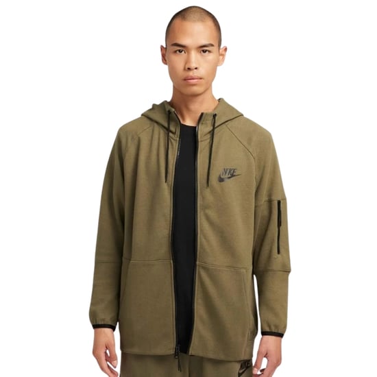 Nike Khaki Green Hooded Zip- Up Jumper - Image 3