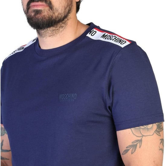 Moschino Unisex Adult Logo Taped Shoulders T-Shirt (Marineblauw) - Image 3