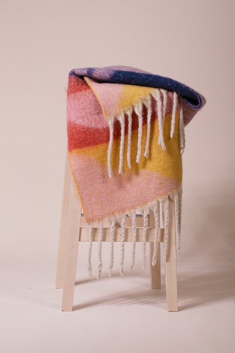 Chunky Contrasting Scarf In Pink Yellow - Image 4