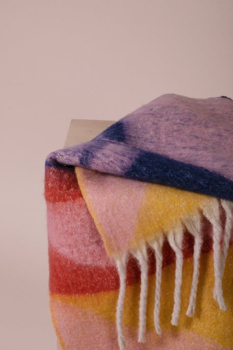 Chunky Contrasting Scarf In Pink Yellow - Image 5