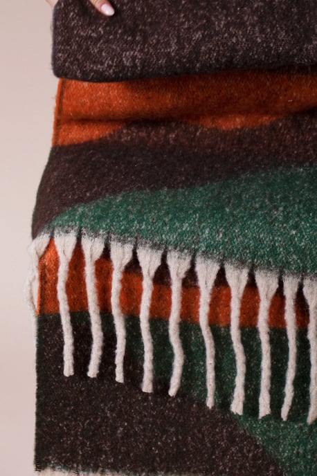 Chunky Contrasting Scarf In Brown Orange - Image 4