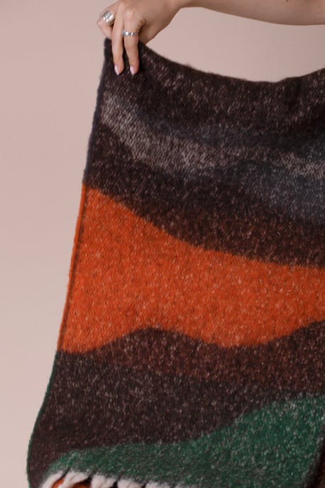 Chunky Contrasting Scarf In Brown Orange - Image 5