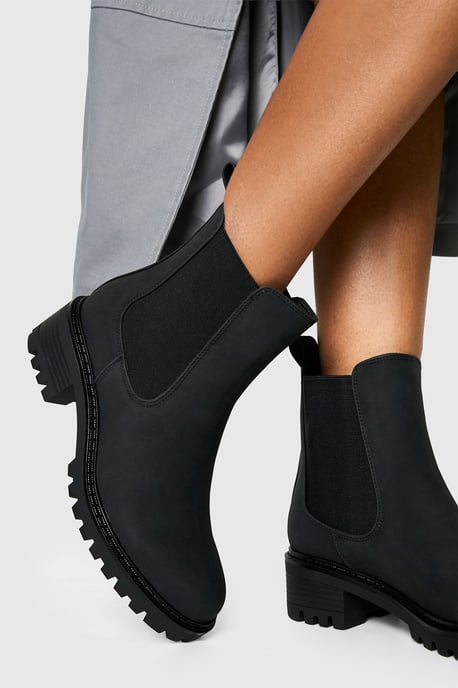 Chunky Chelsea Elastic Panel Ankle Boots - Image 1