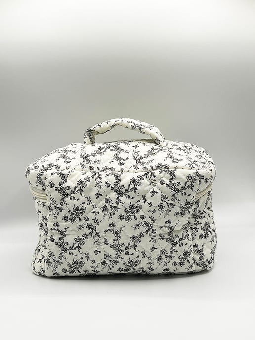 Floral Costmetic Tolietry Bag In Black White - Image 4