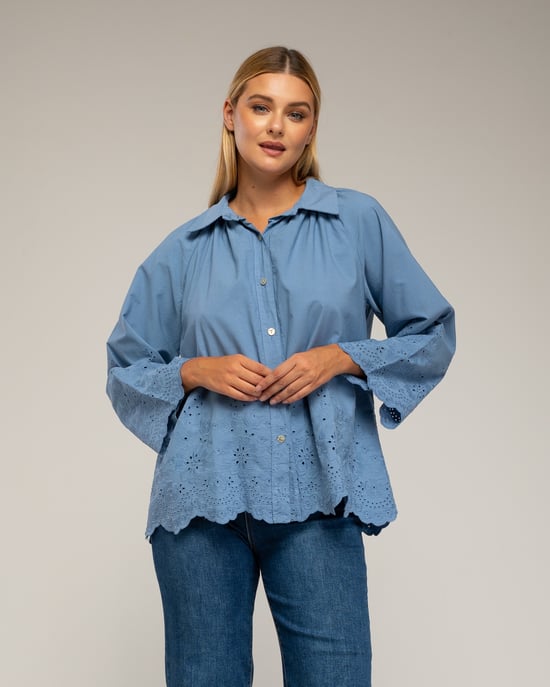 Oversized blouse met borduurwerk op de mouwen - Image 1