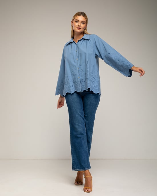 Oversized blouse met borduurwerk op de mouwen - Image 4
