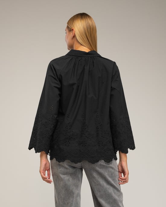 Overmaatse blouse met borduursel op de mouwen - Image 2