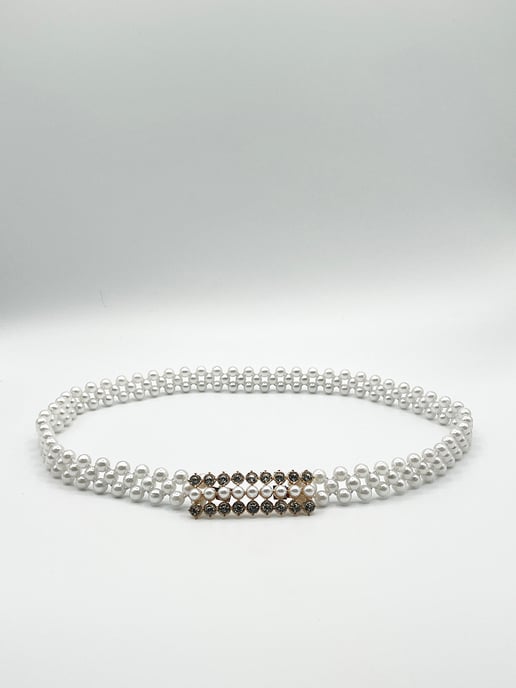 Strenchy Pearl Chain Belt With Diamante Buckle - Image 4
