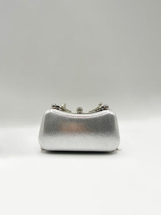 Embellished Fringe Clutch Bag In Silver - Image 4
