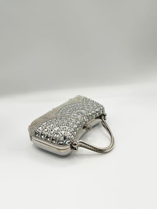 Embellished Fringe Clutch Bag In Silver - Image 5
