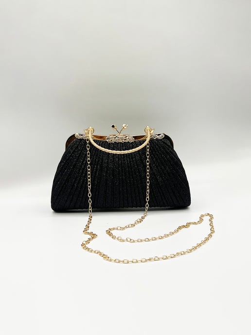 Glitter Metallic Fibre Clutch Bag - Image 3