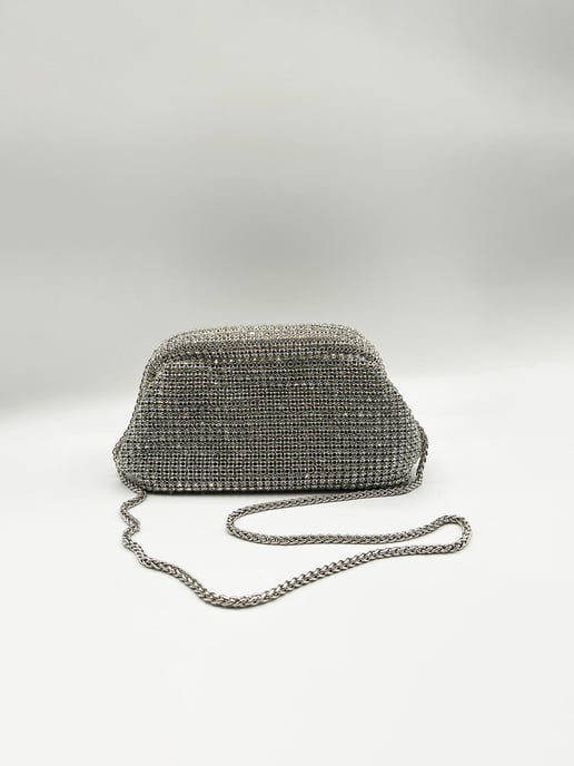Pouch Clutch Bag In Silver - Image 2