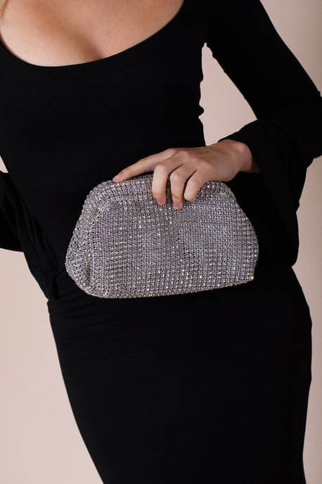 Pouch Clutch Bag In Silver - Image 3