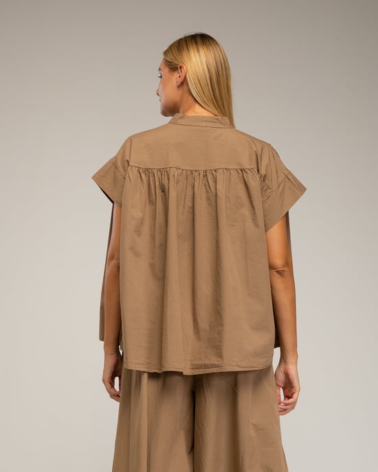 Oversized kortärmad topp med veck - Image 2