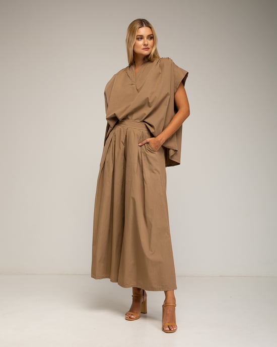Oversized kortärmad topp med veck - Image 4
