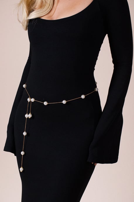Minimal Pearl Chain Belt In Gold - Image 1
