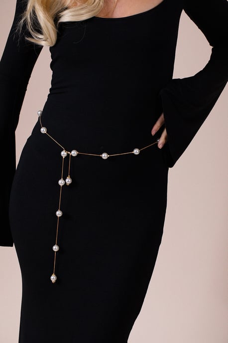 Minimal Pearl Chain Belt In Gold - Image 5
