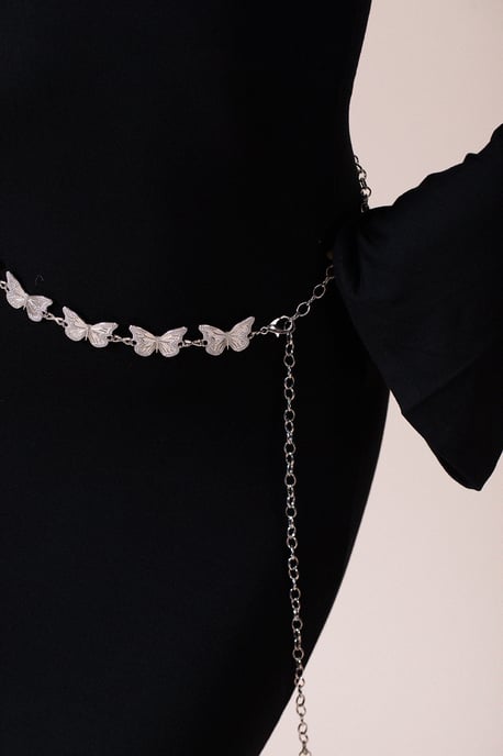 Butterfly Chain Belt In Silver - Image 3
