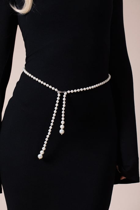 Pearl Chain Belt In Silver - Image 1