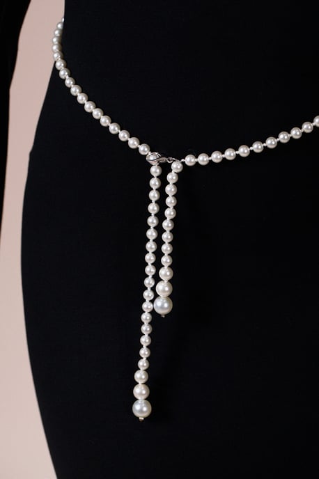 Pearl Chain Belt In Silver - Image 3