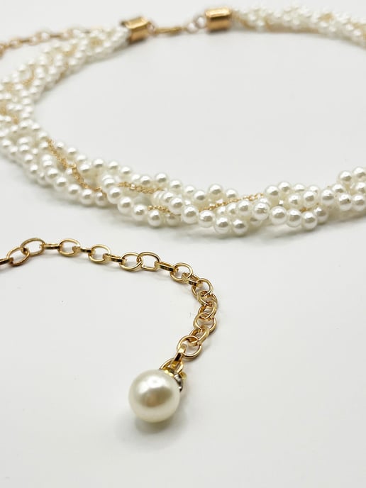 Braided Pearl Chain Belt In Gold - Image 2