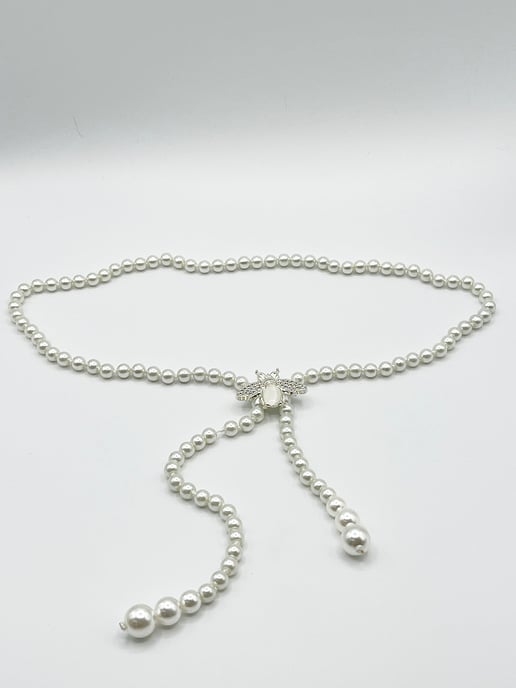 Bee Pearl Chain Belt In Silver - Image 3