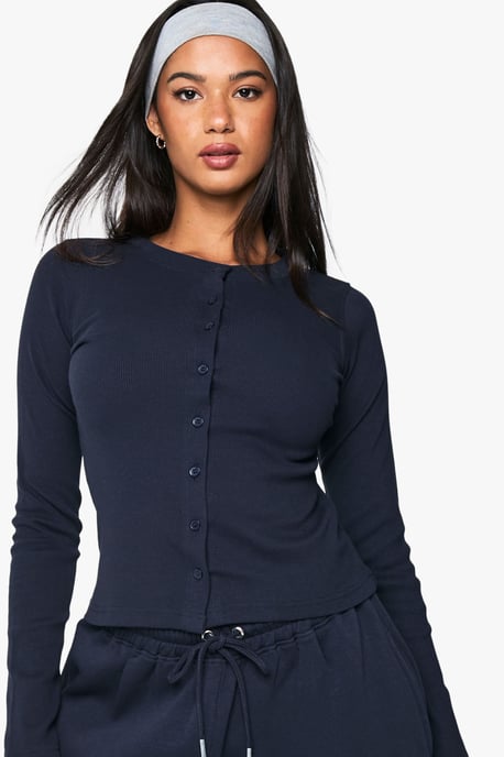 Rib Button Through Long Sleeve Tracksuit - Image 4