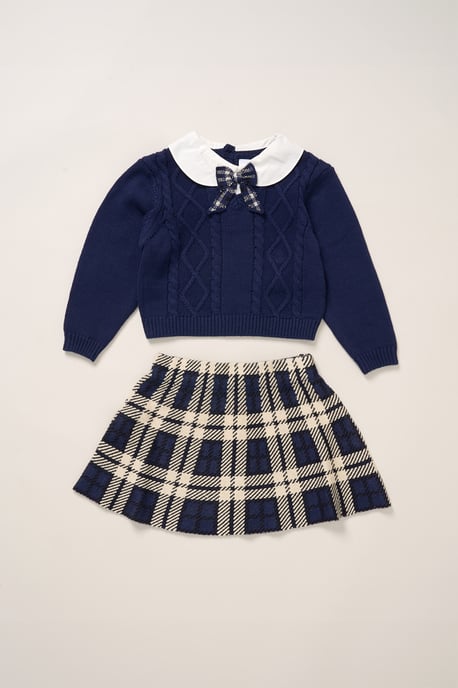 True Knit Jumper with Check Skirt - Image 1