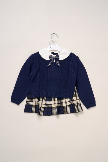 True Knit Jumper with Check Skirt - Image 2