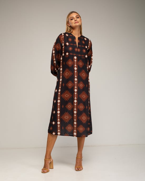 Midi-jurk met etnische print - Image 2