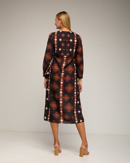 Midi-jurk met etnische print - Image 3