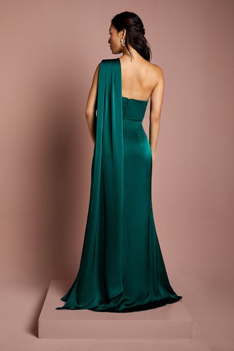 Coast Honoured Drape One Shoulder Satin Maxi Bridesmaid Dress - Image 3