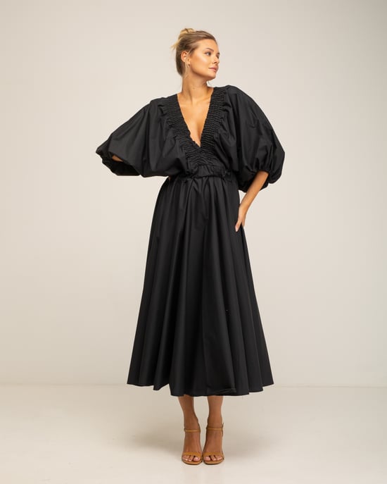 Maxi jurk met pofmouwen - Image 1