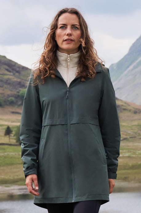 'Hilltop' Women's Waterproof Jacket with Side Pockets Outdoors Rain Coat Forest Green - Image 1