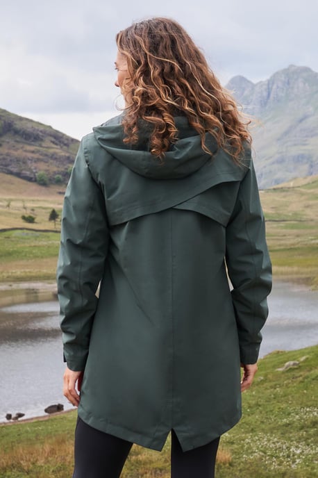 'Hilltop' Women's Waterproof Jacket with Side Pockets Outdoors Rain Coat Forest Green - Image 2