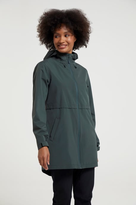 'Hilltop' Women's Waterproof Jacket with Side Pockets Outdoors Rain Coat Forest Green - Image 3