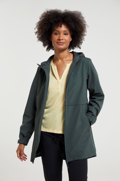 'Hilltop' Women's Waterproof Jacket with Side Pockets Outdoors Rain Coat Forest Green - Image 4