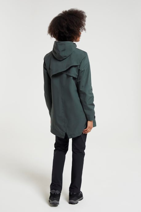 'Hilltop' Women's Waterproof Jacket with Side Pockets Outdoors Rain Coat Forest Green - Image 6
