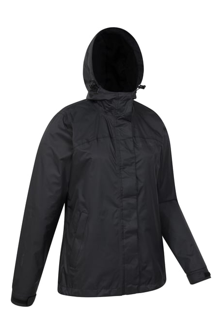 'Torrent' Women's Waterproof Jacket with Adjustable Hood & Cuffs Long Sleeve Trekking Raincoat Black - Image 2