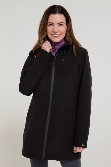 'Hilltop' Women's Waterproof Jacket with Side Pockets Outdoors Rain Coat Black - Image 1