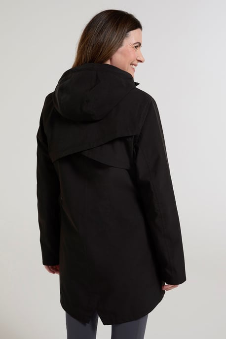 'Hilltop' Women's Waterproof Jacket with Side Pockets Outdoors Rain Coat Black - Image 3