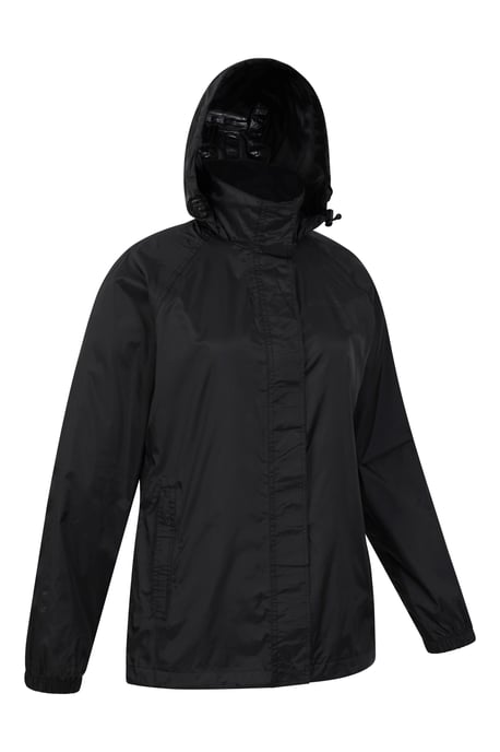 'Pakka' Women's Packable Jacket Waterproof Breathable Adjustable Hood Rain Coat Black - Image 2