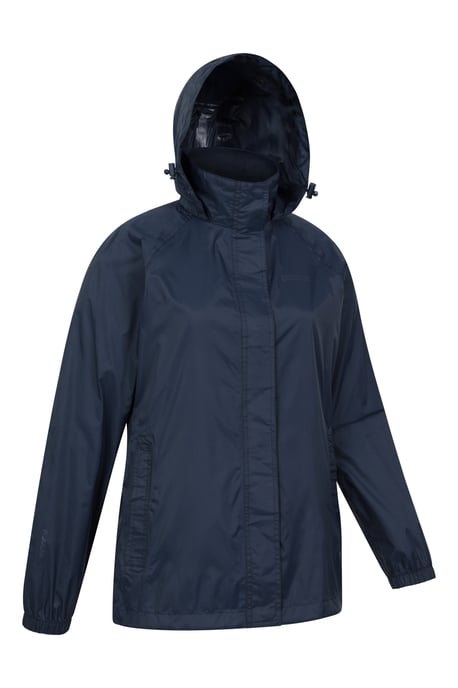 'Pakka' Women's Packable Jacket Waterproof Breathable Adjustable Hood Rain Coat Navy - Image 2