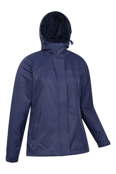 'Torrent' Women's Waterproof Jacket with Adjustable Hood & Cuffs Long Sleeve Trekking Raincoat Navy - Image 2