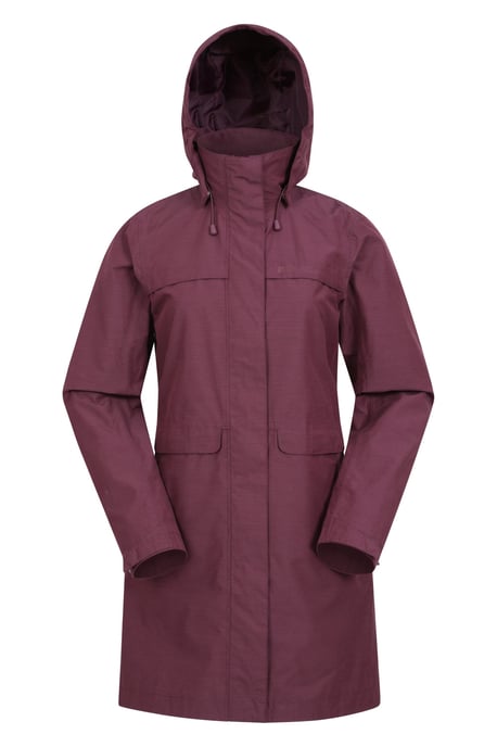 'Cloud Burst' Women's Textured Jacket Waterproof Adjustable Hood Rain Coat Burgundy - Image 5